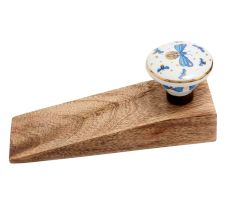 Blue Golden Firefly glowworm Pattern Flat Ceramic Wooden Door Stopper